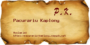 Pacurariu Kaplony névjegykártya